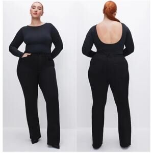 NWT Good American Good Classic Slim Bootcut High Rise Jeans Black Size 22